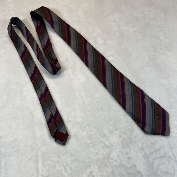 Vintage Authentic Gucci GG Logo Striped Gray/Black Neck Tie - Picture 6 of 8